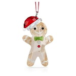 Swarovski Gingerbread Man Ornament, Green, Red, Black, and Clear Crystals Hanging Decoration, from the Holiday Cheers Collection