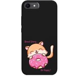 Coque noir Iphone 7 8 et SE 2020 et 2022 donut chat