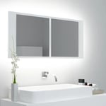 Armoire murale de salle de bain à miroir à LED - Meuble de rangement Blanc 100x12x45 cm BV706921 - BonneVie