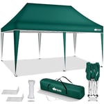 tillvex Tonnelle étanche 3 x 6 m - Pliable pop-up réglable en hauteur - Tente de jardin, protection UV 50+, tente de réception avec sac pour jardin - Vert