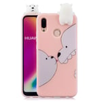 Rose-Otter Compatible pour Housse Coque Huawei P30 Lite Etui Silicone TPU Gel Ultra Fine Slim Antichoc Bumper Cover avec 3D Motif Ours Blanc + Rose