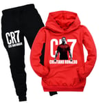 CR7 Ronaldo Barn Pojkar Skol Träningsoverall Set Hoodie Sweatshirt Pullover Toppbyxor Sportkläder Red 2 Red 150cm