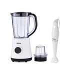 GEEPAS 500W 2-in-1 Electric Jug Blender and 180W White Hand Blender Combo set