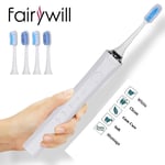 Fairywill Electric Toothbrush Sonic Rechargeable 5 Mode Adults Brush 4 Heads USB