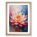 Lotus Flower Gestural No.3 Framed Wall Art Print, Ready to Hang Picture for Living Room Bedroom Home Office, Oak A2 (48 x 66 cm)