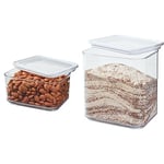 iDesign Ecozen Two Pantry Kitchen Organisers, Airtight Food Storage Containers For Baking Ingrediants and Other Dry Foodstuffs, Made from recyclable plastic, Clear/White, RPET