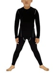 YUSHOW Ensemble de Compression pour Enfants Sous-vêtements Thermiques Tricot Thermique Enfant Pantalon de Ski Garçon Séchage Rapide Football Thermique Complet, Noir , 10