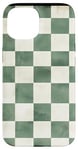 Coque pour iPhone 15 Vert Classique Tropical Carreaux Vert Sauge Blanc Vintage