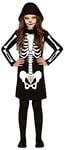 FIESTAS GUIRCA Costume Squelette - Robe Noire avec Capuche - Déguisement Halloween Fille 5-6 Ans