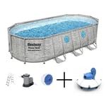 Kit Piscine hors sol - BESTWAY - Power Steel - 549 x 274 x 122 cm – Ovale + Robot aspirateur Frisbee