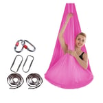 YANFEI Yoga Hamac Flying Hamac Swing Yoga aérien avec Mousqueton Plaque Fixe pour Yoga Anti-gravité Inversion Swing pour débutants et Enfants Gym Accueil Fitness Yoga (Color : Dark Pink)