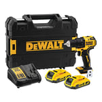 DEWALT - Perceuse visseuse compact brushless XR 18V - perceuse sans fil avec coffret TSTAK, éclairage LED, 2 batteries et chargeur - 2 vitesses (0-450/1650 tr/min) - 340W - DCD708D2T-QW