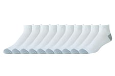 Amazon Essentials Men's Comfortable, Durable Cotton Half-Cushioned Ankle Socks, 10 Pairs, White, 11-13