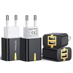 SCHITEC Chargeur USB, 4 Pack 5V / 2.1A Chargeur Secteur USB 2 Ports Adaptateur Chargeur Mural USB Universel Compatible avec iPhone XS/XR, Huawei P20, Samsung Galaxy Note S9 Tablette et Plus (Noir)