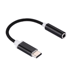 USB-C til 3,5 mm Aux-adapter i nylon - Svart