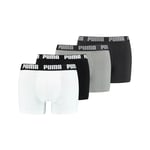 Puma Caleçons Pour Hommes, Lot De 4 - Caleçon Basique Ecom, Coton Stretch, Tous Les Jours Blanc/Girs L ( Large)