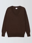 John Lewis Lurex V-Neck Sweater, Chocolate