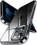 DASFOND Coque Crystal Clear pour iPhone 12/iPhone 12 Pro, [Transparente et Résiste Jaunit] Souple TPU & Acrylique Étui Antichoc Bumper, Ultra Fine Parfaite Ajustée Housse iPhone 12/12 Pro 6,1", Noir