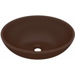 Helloshop26 - Lavabo ovale de luxe vasque à poser de toilette lave-mains de salle de bain cuisine maison intérieur 40 x 33 cm céramique marron foncé