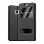 cadorabo Coque pour Samsung Galaxy S7 en Noir COMÈTE - Housse Protection avec Stand Horizontal et Deux Fenêtres - Portefeuille Etui Poche Folio Case Cover