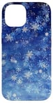 Coque pour iPhone 14 Motif flocon de neige bleu ciel bleu nuit aura