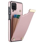 Samsung Galaxy A12 Cover med kortholder - Rose Gold