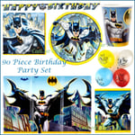 Batman Superhero Party Tableware Decorations Cups Plates Balloons COMPLETE 90pc