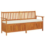 Banc De Jardin Meuble De Patio D'extérieur Terrasse De Rangement Avec Coussin 170 X 63 X 84 Cm Bois D'acacia Solide Helloshop26 02_0011799