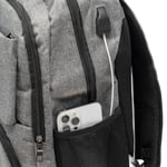 Bizey 15.6 inch Grey Laptop Backpack Rucksack Bag with usb charging port