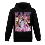 Taylor Swift The Eras Tour Printed hoodies Barn Tonåringar Pojkar Flickor Huvtröja Jumper Långärmad tröja Toppar Black 160