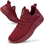 Feethit Baskets et Chaussures de Sport Homme Tennis Respirant Légères et Confortables de la Mode de Marche Fitness Running Tennis Outdoor Gym Jogging Sneakers Hommes Rouge 42 EU