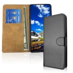 Leather Wallet Flip Cover Case for Motorola Moto Edge 20 (Black) Black