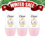 Dove Invisible Colors Anti-Perspirant Deodorant Roll-On 50ml 3-Pack