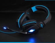 Casque Gamers avec Micro et Telecommande pour PC SAMSUNG LED Reglage Son Universel USB Jack (BLEU)