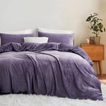 Sedefen Flanelle Housse de Couette 200x200cm + 2 Taies d'oreiller 65x65cm Violet Parure de lit 2 Personnes Peluche Hiver Chaude Duveteuse Ado Linge de lit Avez Fermeture Éclair