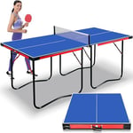 SereneLife Table de Ping Pong Portable-Table Ping Pong Extérieur Intérieur avec Filet, Clipper, Raquette de Ping-Pong (2), 3 Balles de Ping Pong- Design Pliable économiseur d'espace de 180cm x90cm