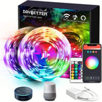 Led Strip RGB 15M, Smart WiFi 12v Led Strip Alexa och Google Assistant kompatibel, (2x7,5M)