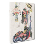 Big Box Art Courtesan Aizome of The Ebiya by Kikukawa Eizan Painting Canvas Wall Art Framed Picture Print, 30 x 20 Inch (76 x 50 cm), White, Black, Grey, Orange, Gold