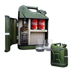 Mikamax - Jerrycan Gift Set 10L - Canister -Whiskey Bar - 10L - Vert - 39 x 29 x 13 cm - avec 2 Verres à Whisky - 39 x 29 x 13 cm - Whisky Minibar - Cadeaux pour Hommes
