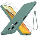 THIYUFUNS Coque pour Xiaomi Redmi Note 13 5G avec 2 Verre Trempé,Silicone Liquide Étui de Protection Redmi Note 13 5G Microfibre Anti-Rayures Coque Redmi Note 13 5G (6.67") - Vert foncé