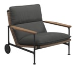 Gloster - Zenith Lounge Chair with Teak Arms - Meteor - Fabric Grade B - Blend Coal - Loungestoler - Henrik Pedersen - Svart - Tre