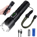 flintronic Lampe Torche LED Ultra Puissante, 10000 Lumens Lampe de Poche Rechargeable Lampe Tactique XHP70.2, IP67 Étanche 5 Modes Lampe LED (5000mAh batterie 26650) pour Camping Randonnée Urgence