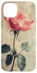 Coque pour iPhone 14 Plus Rose grunge douce subtile florale vintage