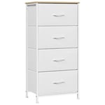 WOLTU Commode 4 Tiroirs, Meuble de Rangement à Tiroirs en Tissu, pour Chambre à Coucher, Couloir, Entrée, Salon, Cadre en Métal, Dessus en Bois d'Ingénierie E1,Blanc， SSK011ws