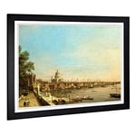 Big Box Art Framed Print of Giovanni Canaletto The Thames, Somerset House Design | Wall Art Picture| Home Decor for Kitchen, Living Room, Bedroom, Hallway, Black, A2 / 24.5x18 Inch / 62x45cm