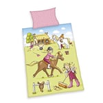 Herding Parure de Lit Biologique Baby Best Ferme Poneys, Certifié GOTS, Réversible, Taie Oreiller Ouverture Portefeuille 40 x 60 cm, Housse de Couette Fermeture Éclair 100 x 135 cm, Coton/Renforcé