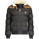 Geographical Norway Abramovitch Men Distribrands - Manteau Chaud Capuche Fourrure - Veste Chaude Homme - Blouson Manches Longues Doublure Coupe Vent Hiver - Parka Hommes Style Casual (Noir XL)