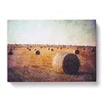 Hay Bales Painting Modern Art Canvas Wall Art Print Ready to Hang, Framed Picture for Living Room Bedroom Home Office Décor, 76x50 cm (30x20 Inch)