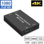 Carte d'acquisition HDMI usb 2.0 avec entrée 4K en boucle,OBS,VLC,broadcoût Live,1080P30fps,UVC pour windows,MAC,Linux,Android os