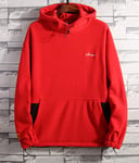 Fleece Hoodie Sweatshirt Men New Zipper Collar Harajuku Hoodies Men High Street Hooded Sweatshirts Fashion Patchwork Tops,ZT9951 red,2XL